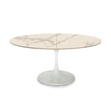 Extendable round Tulip table with laminam top | kasa-store