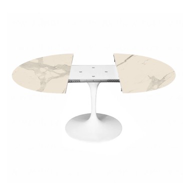 Extendable oval Tulip table with laminam top